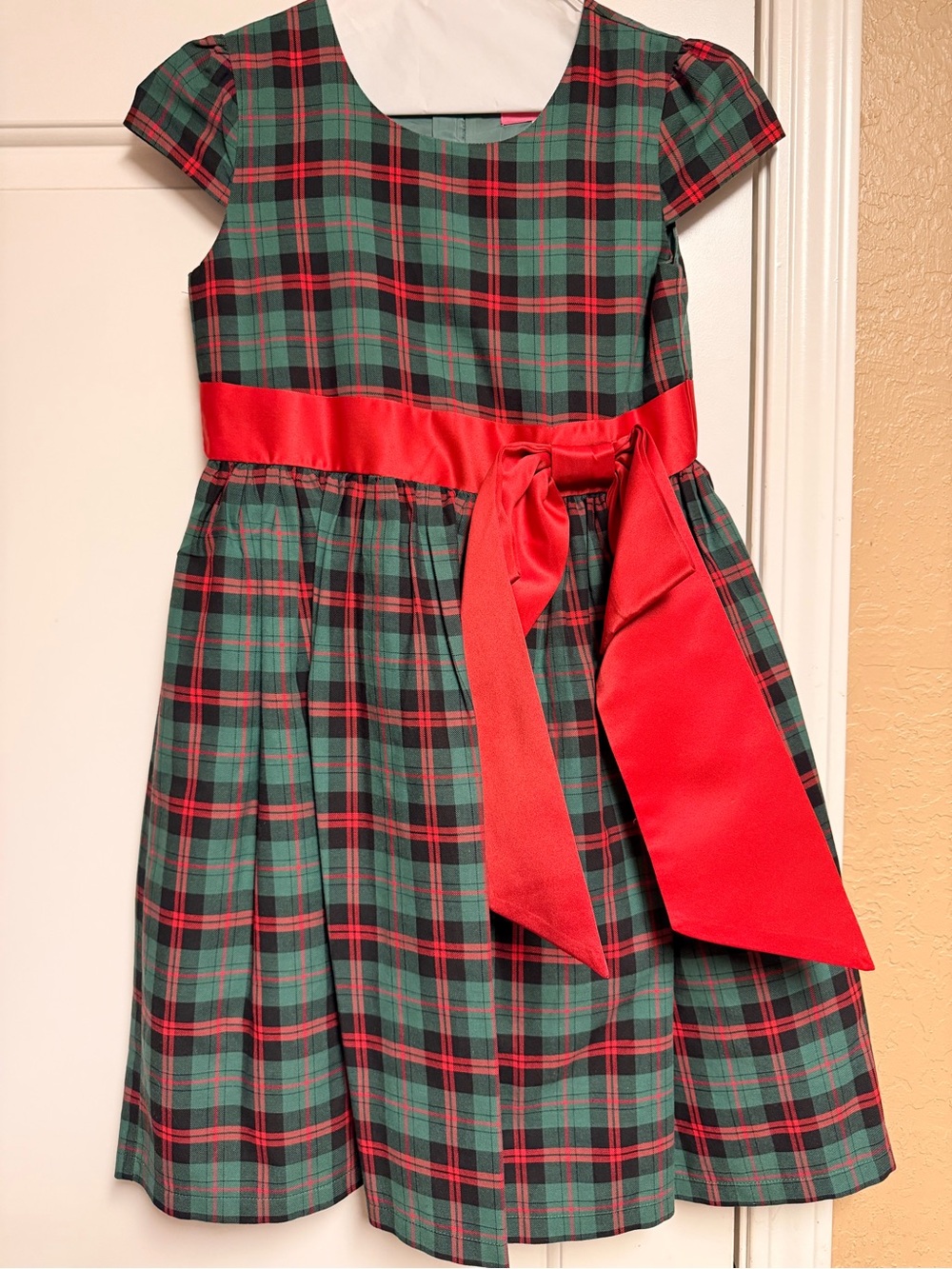 Holly Hastie Cameron Plaid Satin Bow Holiday Dress Age 9-10